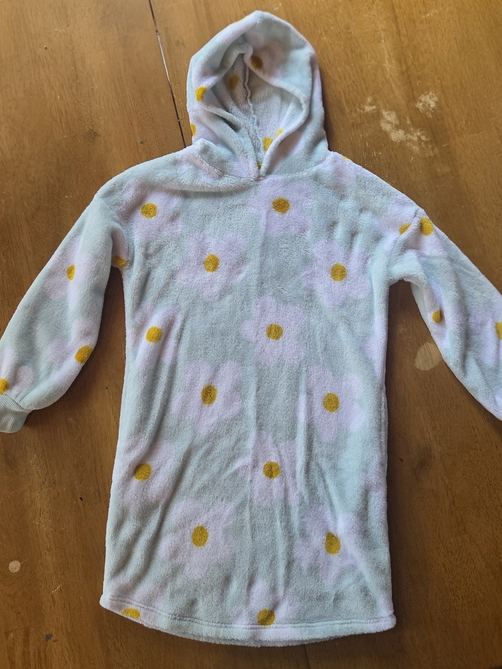 art class Light Blue Floral Hooded Fleece Nightgown